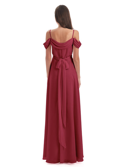 Brenna Off The Shoulder Chiffon Long Bridesmaid Dresses
