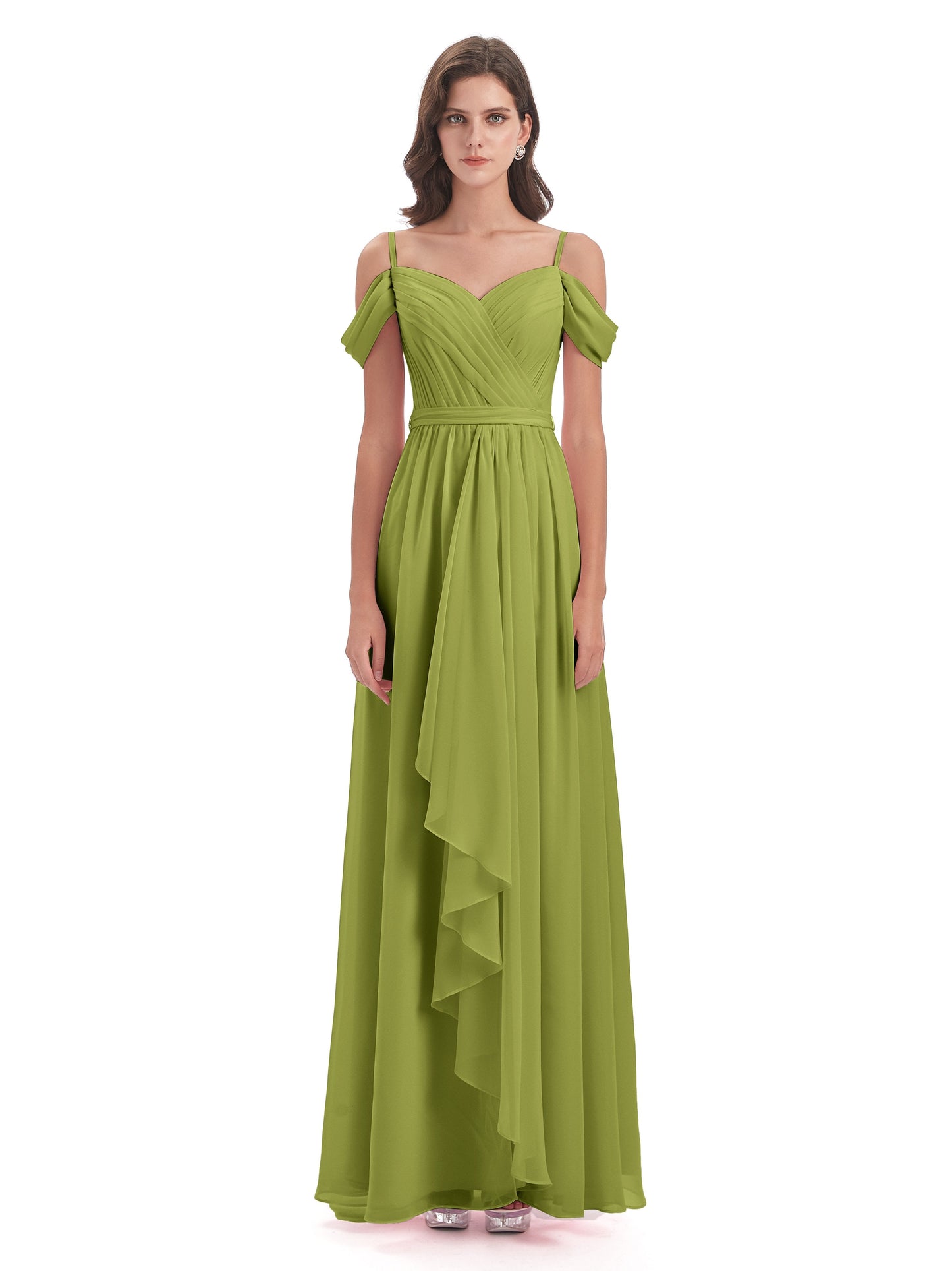 Brenna Off The Shoulder Chiffon Long Bridesmaid Dresses