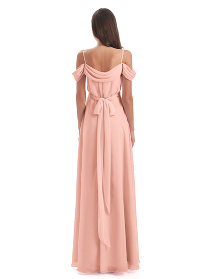 Brenna Off The Shoulder Chiffon Long Bridesmaid Dresses