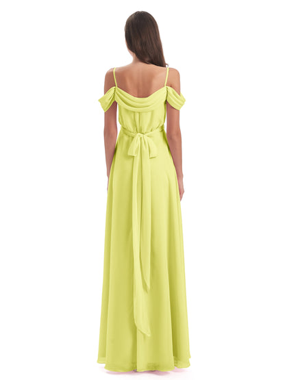 Brenna Off The Shoulder Chiffon Long Bridesmaid Dresses