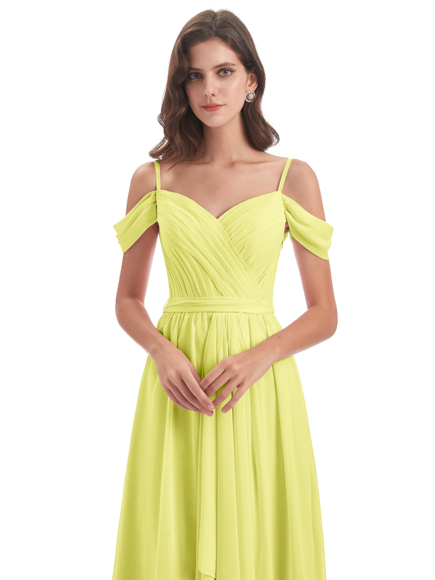 Brenna Off The Shoulder Chiffon Long Bridesmaid Dresses
