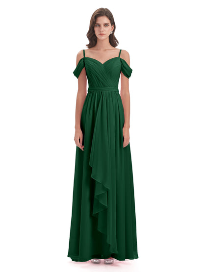 Brenna Off The Shoulder Chiffon Long Bridesmaid Dresses