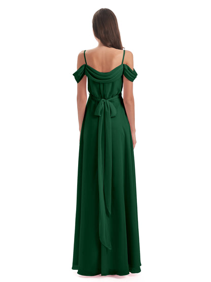 Brenna Off The Shoulder Chiffon Long Bridesmaid Dresses