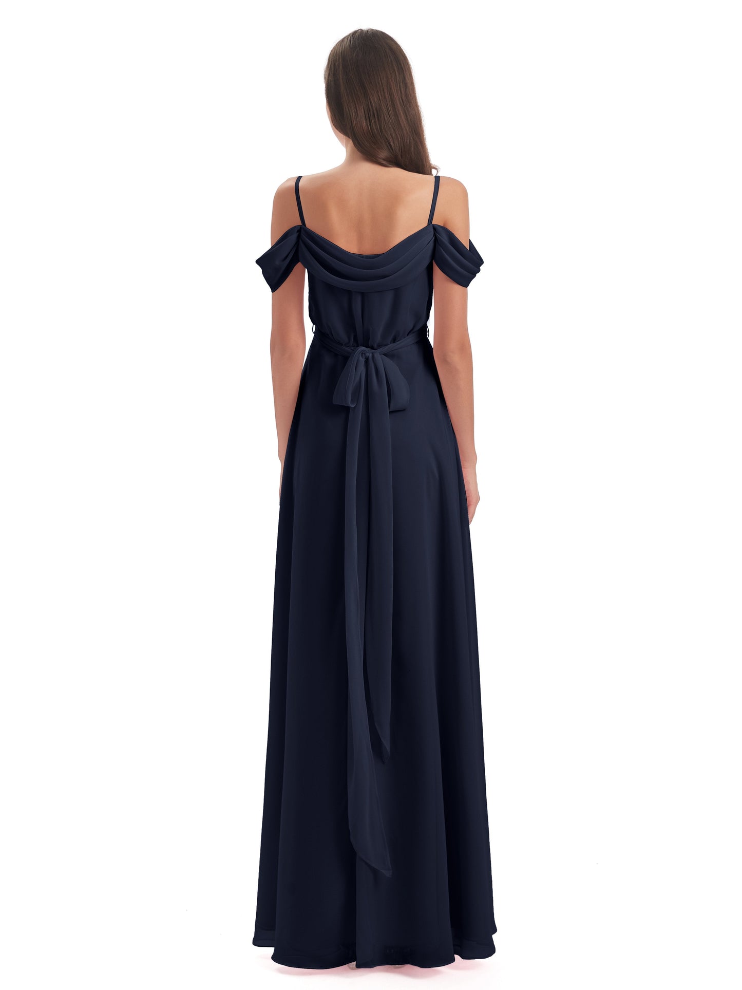 Brenna Off The Shoulder Chiffon Long Bridesmaid Dresses
