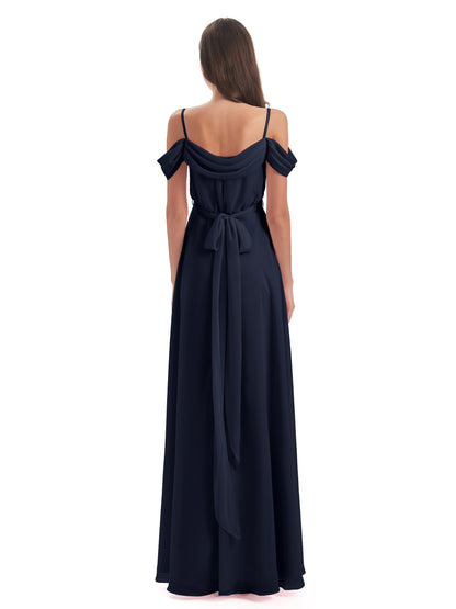 Brenna Off The Shoulder Chiffon Long Bridesmaid Dresses