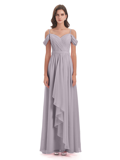 Brenna Off The Shoulder Chiffon Long Bridesmaid Dresses