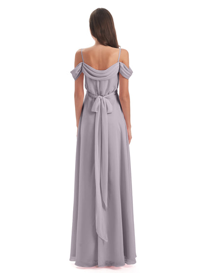 Brenna Off The Shoulder Chiffon Long Bridesmaid Dresses