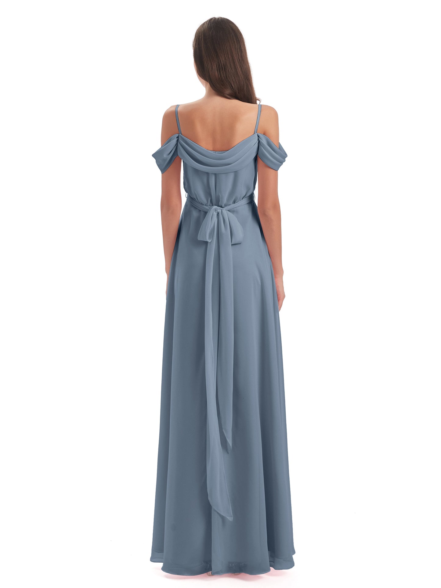 Brenna Off The Shoulder Chiffon Long Bridesmaid Dresses