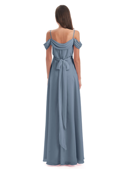 Brenna Off The Shoulder Chiffon Long Bridesmaid Dresses