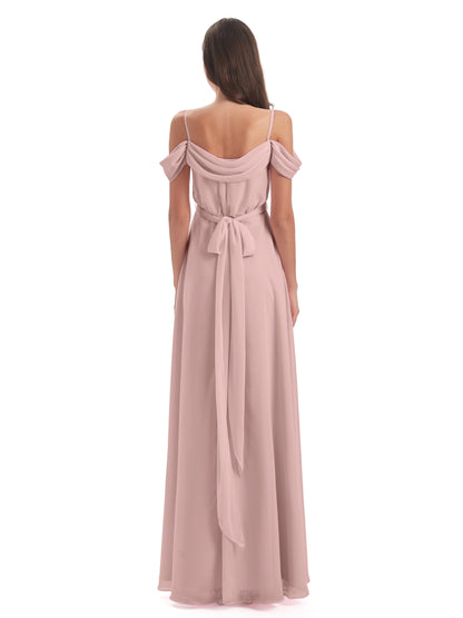 Brenna Off The Shoulder Chiffon Long Bridesmaid Dresses
