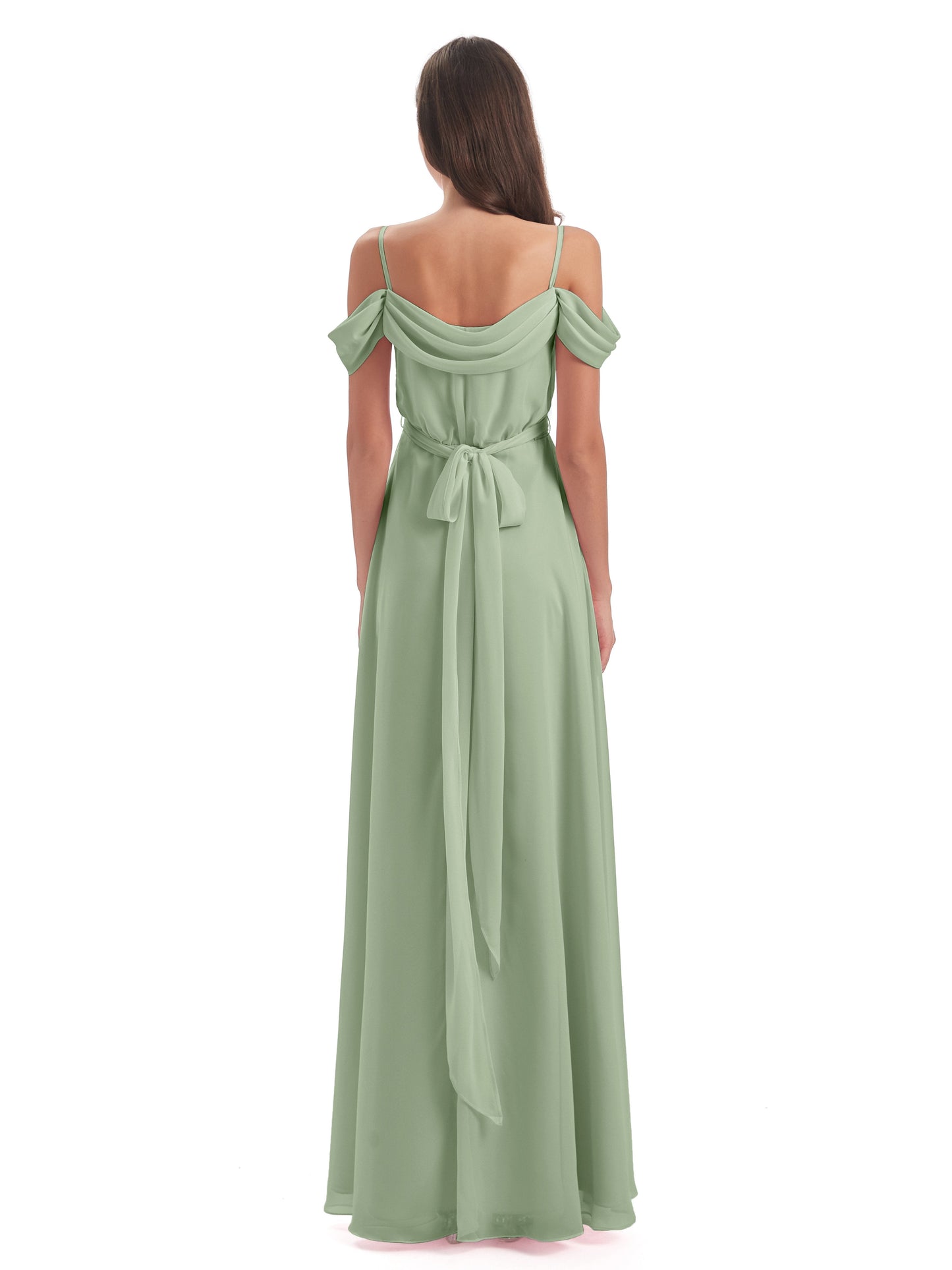 Brenna Off The Shoulder Chiffon Long Bridesmaid Dresses