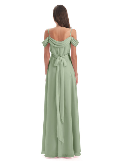 Brenna Off The Shoulder Chiffon Long Bridesmaid Dresses