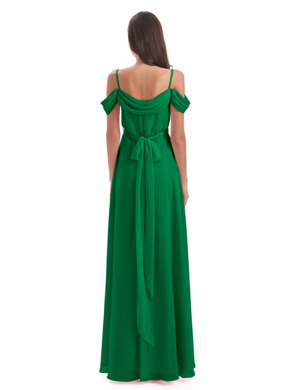 Brenna Off The Shoulder Chiffon Long Bridesmaid Dresses