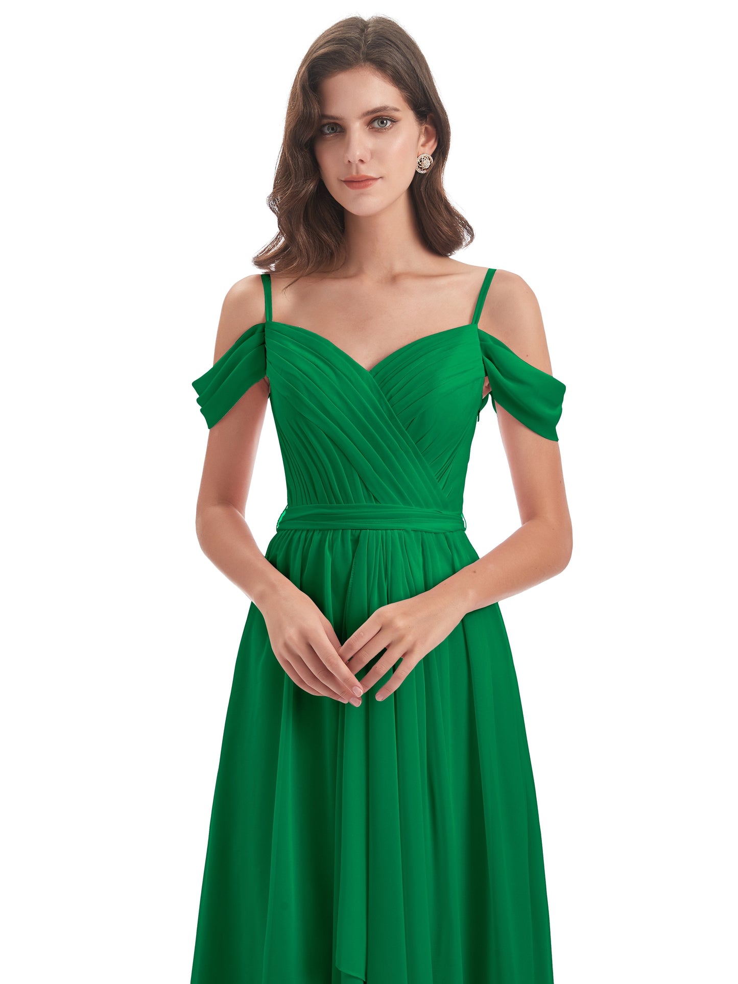 Brenna Off The Shoulder Chiffon Long Bridesmaid Dresses