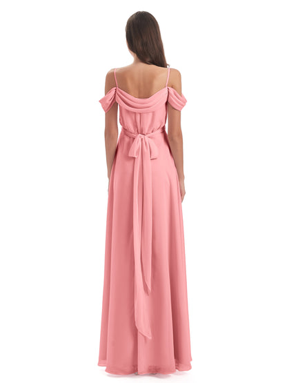 Brenna Off The Shoulder Chiffon Long Bridesmaid Dresses