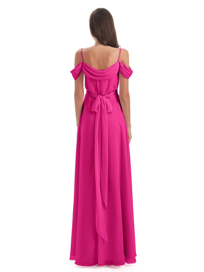 Brenna Off The Shoulder Chiffon Long Bridesmaid Dresses