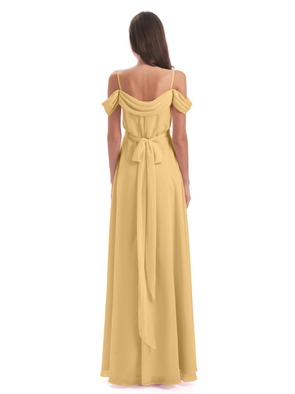 Brenna Off The Shoulder Chiffon Long Bridesmaid Dresses