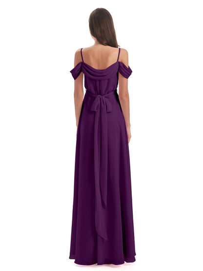 Brenna Off The Shoulder Chiffon Long Bridesmaid Dresses