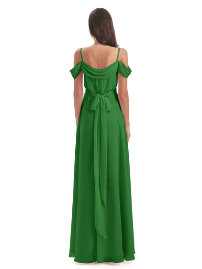 Brenna Off The Shoulder Chiffon Long Bridesmaid Dresses