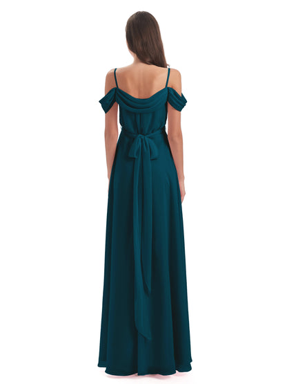 Brenna Off The Shoulder Chiffon Long Bridesmaid Dresses