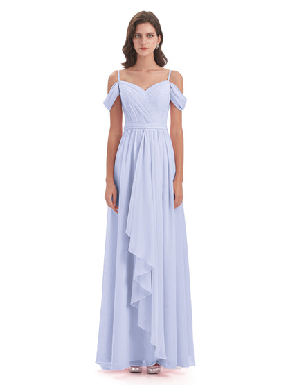 Brenna Off The Shoulder Chiffon Long Bridesmaid Dresses