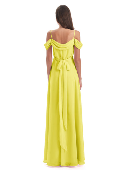 Brenna Off The Shoulder Chiffon Long Bridesmaid Dresses