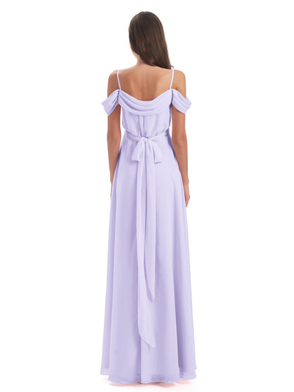 Brenna Off The Shoulder Chiffon Long Bridesmaid Dresses