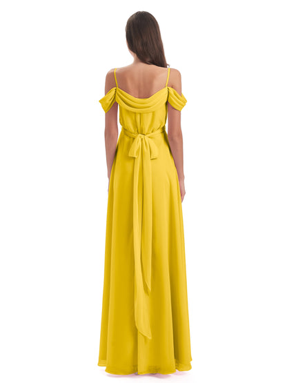 Brenna Off The Shoulder Chiffon Long Bridesmaid Dresses