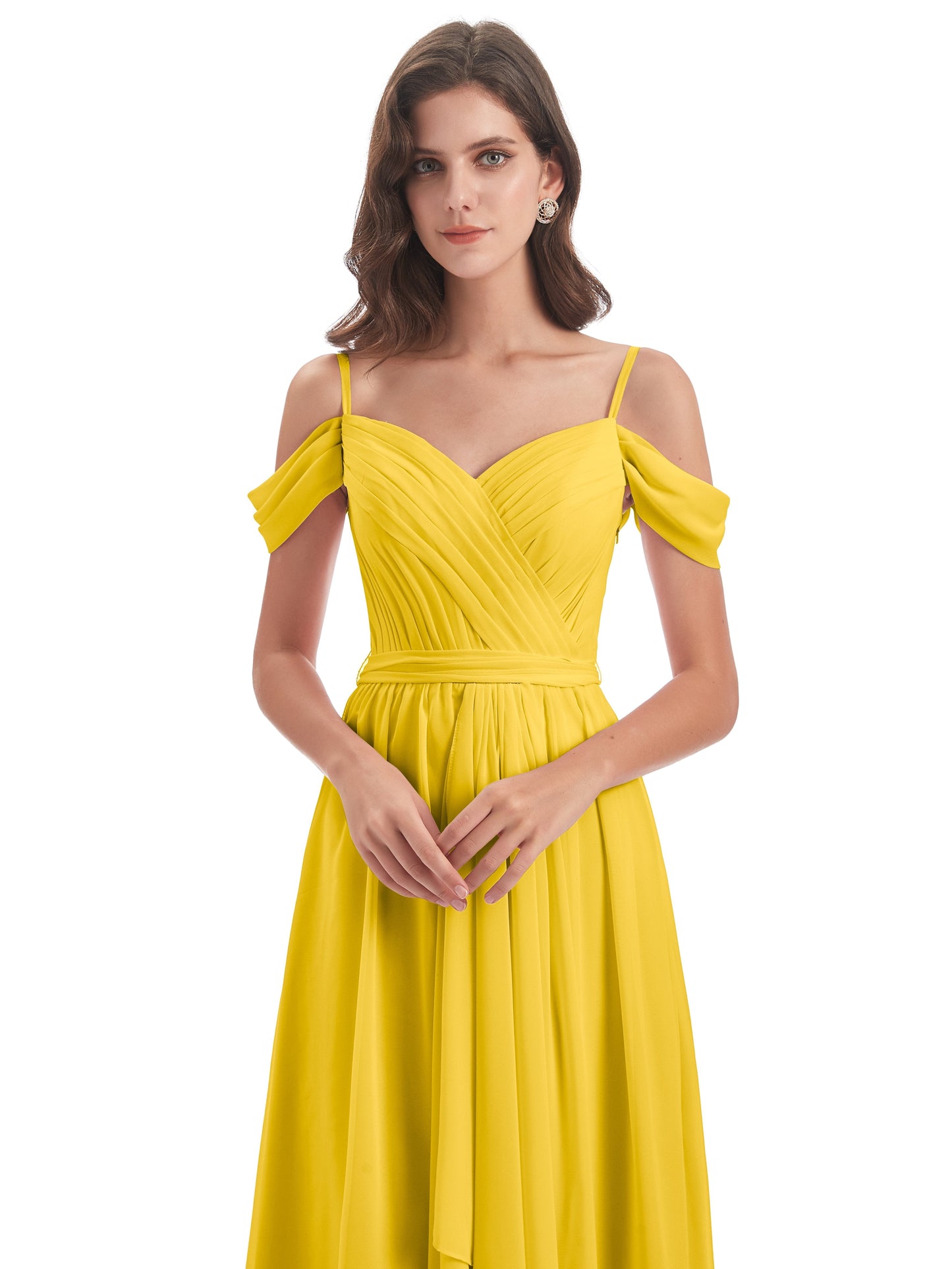 Brenna Off The Shoulder Chiffon Long Bridesmaid Dresses