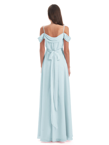 Brenna Off The Shoulder Chiffon Long Bridesmaid Dresses