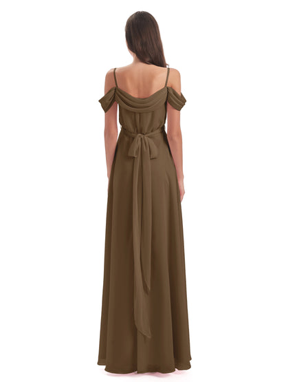 Brenna Off The Shoulder Chiffon Long Bridesmaid Dresses