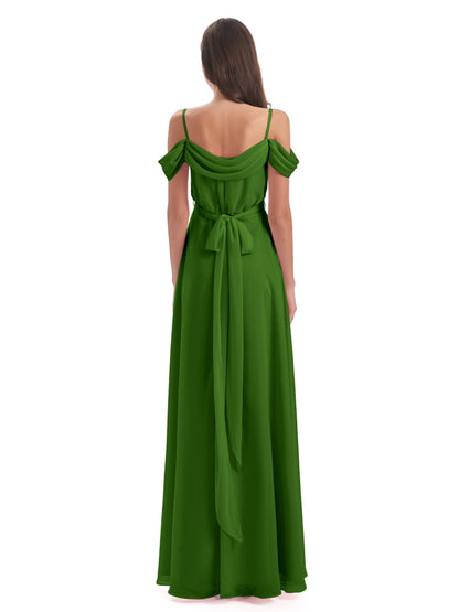 Brenna Off The Shoulder Chiffon Long Bridesmaid Dresses