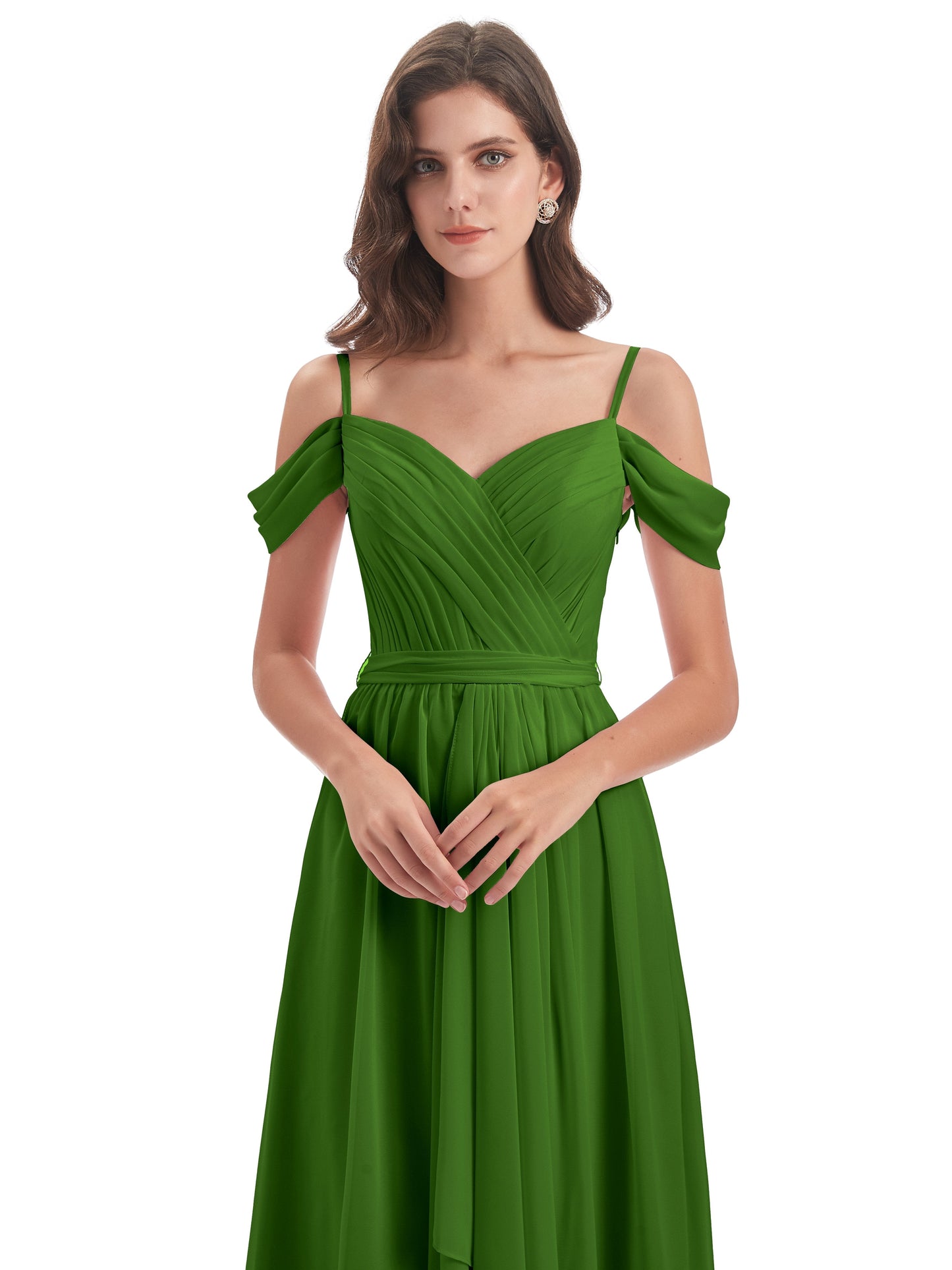 Brenna Off The Shoulder Chiffon Long Bridesmaid Dresses