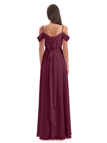 Brenna Off The Shoulder Chiffon Long Bridesmaid Dresses