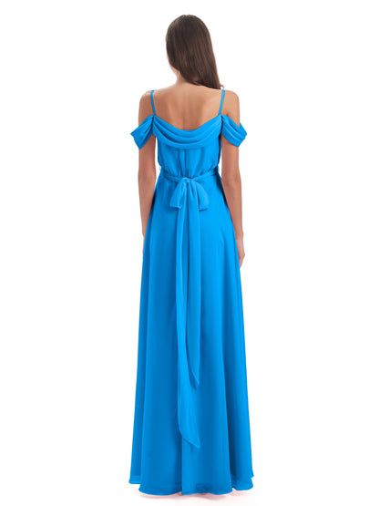 Brenna Off The Shoulder Chiffon Long Bridesmaid Dresses