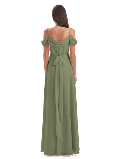 Brenna Off The Shoulder Chiffon Long Bridesmaid Dresses