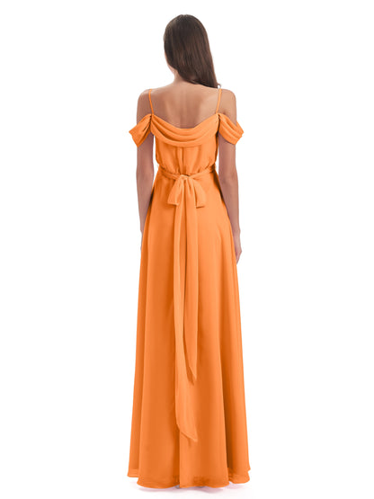 Brenna Off The Shoulder Chiffon Long Bridesmaid Dresses