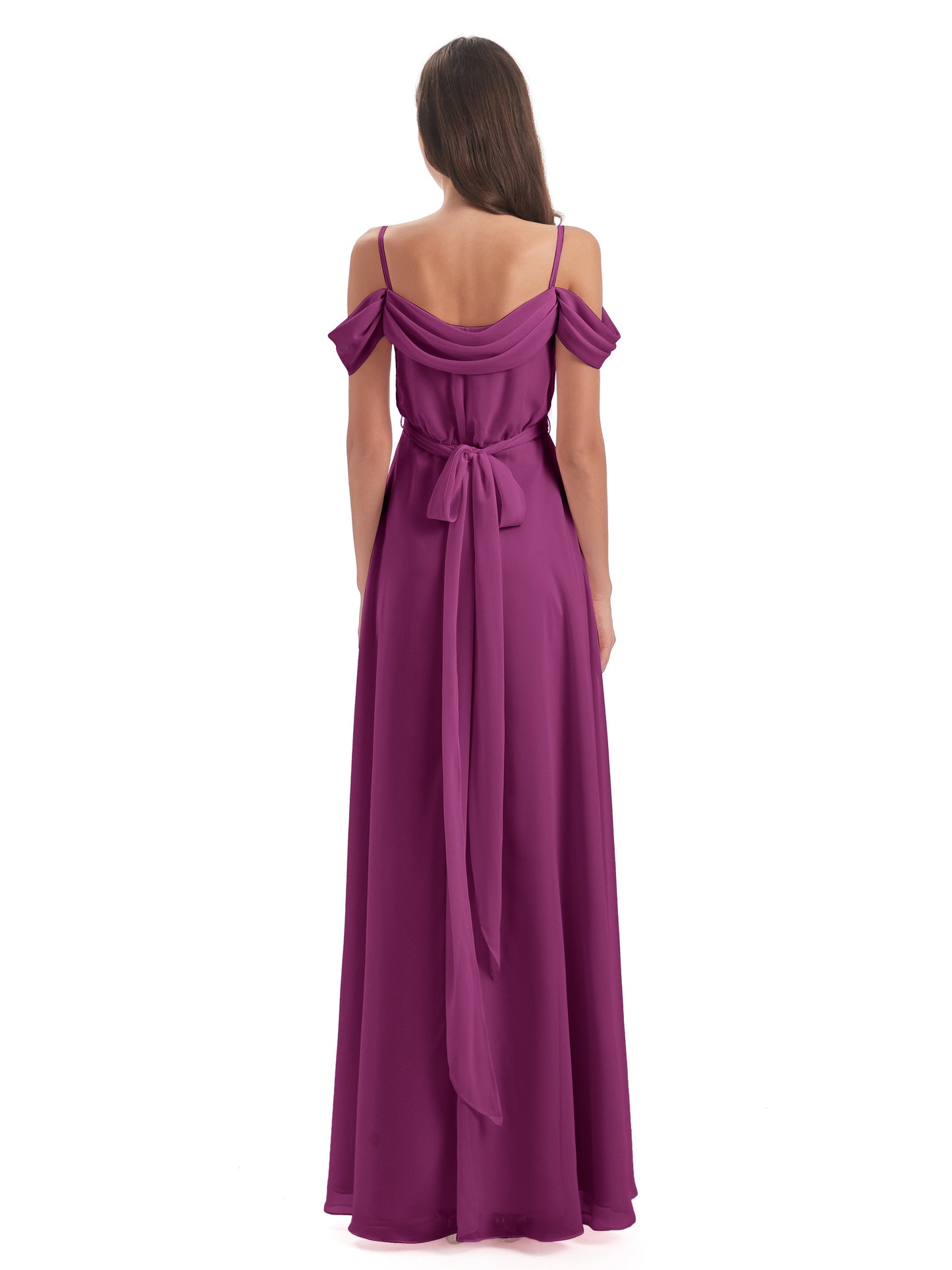 Brenna Off The Shoulder Chiffon Long Bridesmaid Dresses