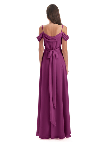 Brenna Off The Shoulder Chiffon Long Bridesmaid Dresses