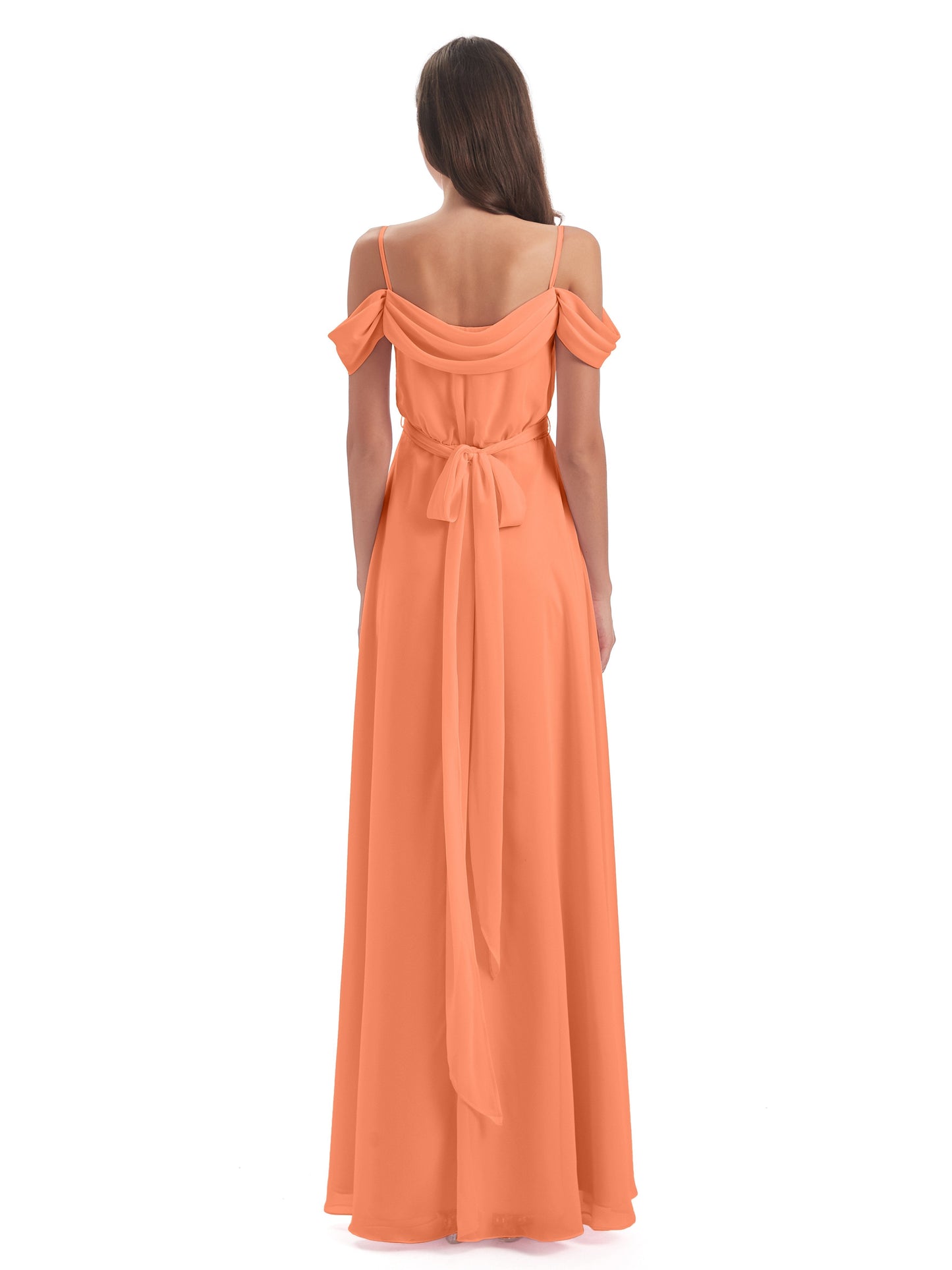 Brenna Off The Shoulder Chiffon Long Bridesmaid Dresses