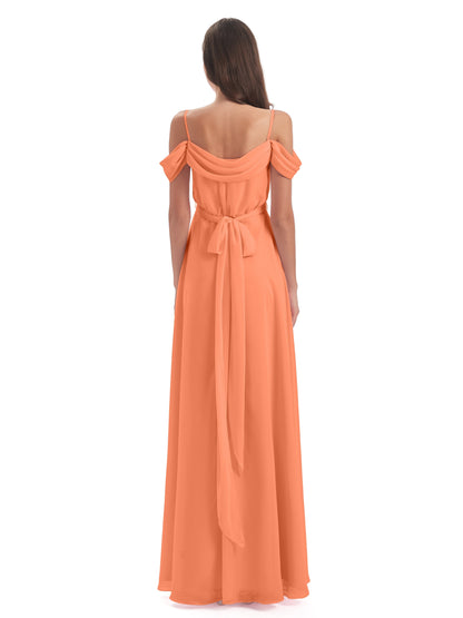 Brenna Off The Shoulder Chiffon Long Bridesmaid Dresses