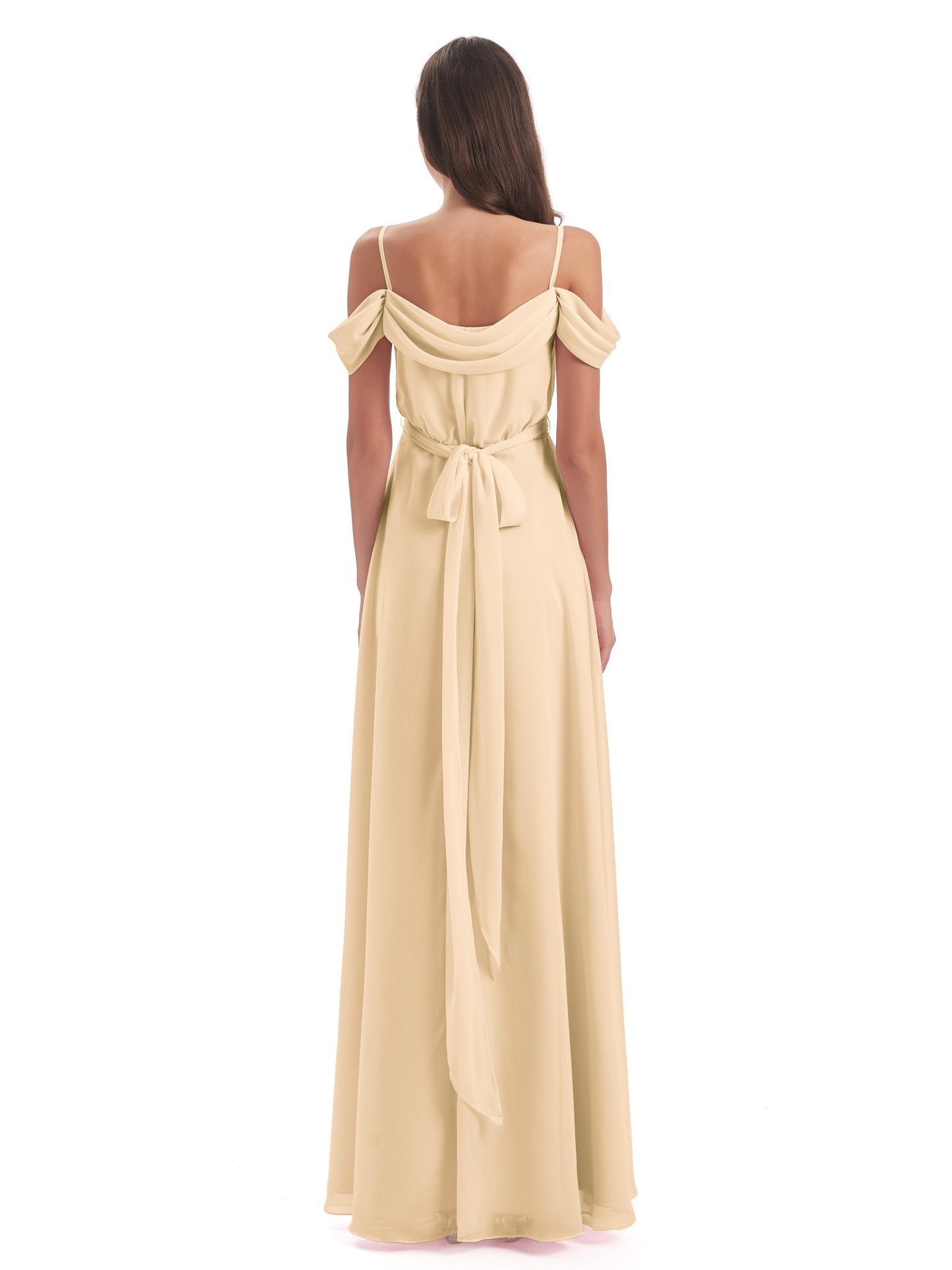 Brenna Off The Shoulder Chiffon Long Bridesmaid Dresses