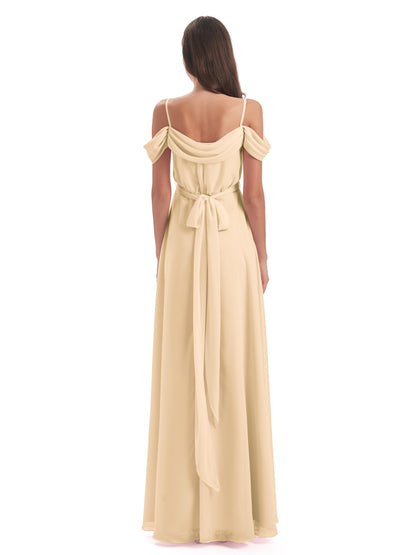 Brenna Off The Shoulder Chiffon Long Bridesmaid Dresses