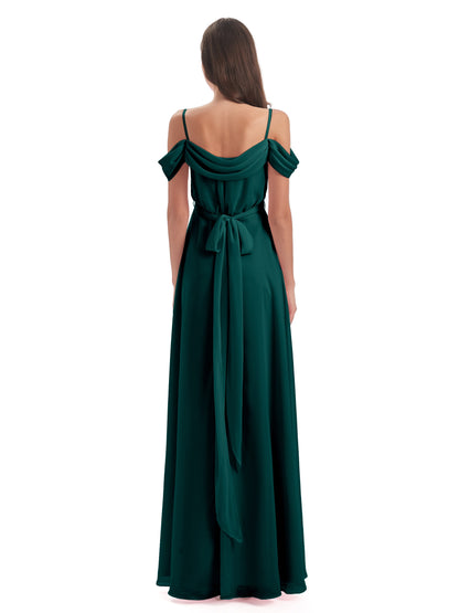 Brenna Off The Shoulder Chiffon Long Bridesmaid Dresses