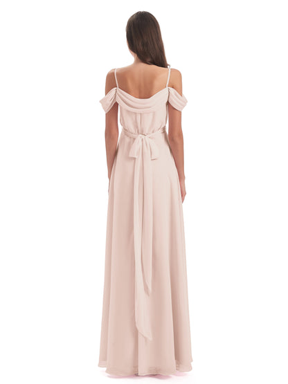 Brenna Off The Shoulder Chiffon Long Bridesmaid Dresses