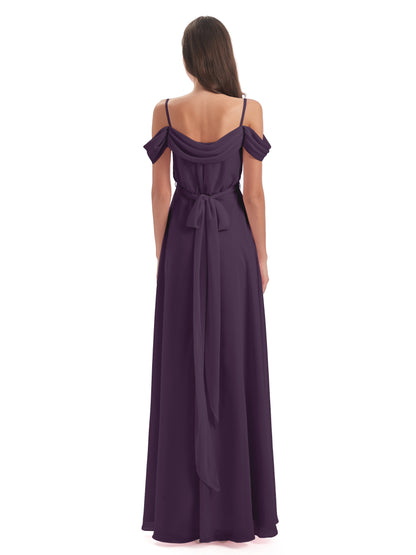 Brenna Off The Shoulder Chiffon Long Bridesmaid Dresses