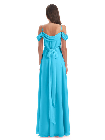 Brenna Off The Shoulder Chiffon Long Bridesmaid Dresses