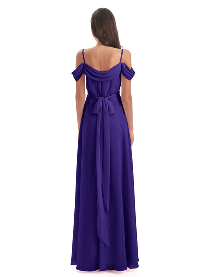 Brenna Off The Shoulder Chiffon Long Bridesmaid Dresses