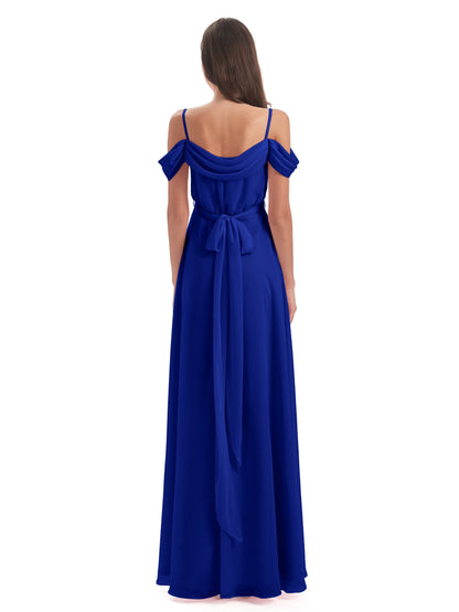 Brenna Off The Shoulder Chiffon Long Bridesmaid Dresses