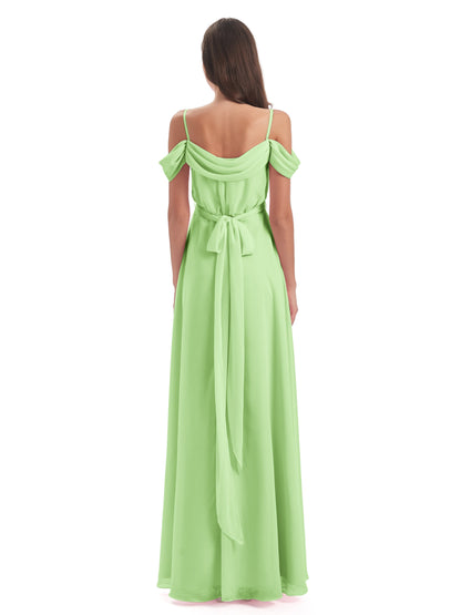 Brenna Off The Shoulder Chiffon Long Bridesmaid Dresses